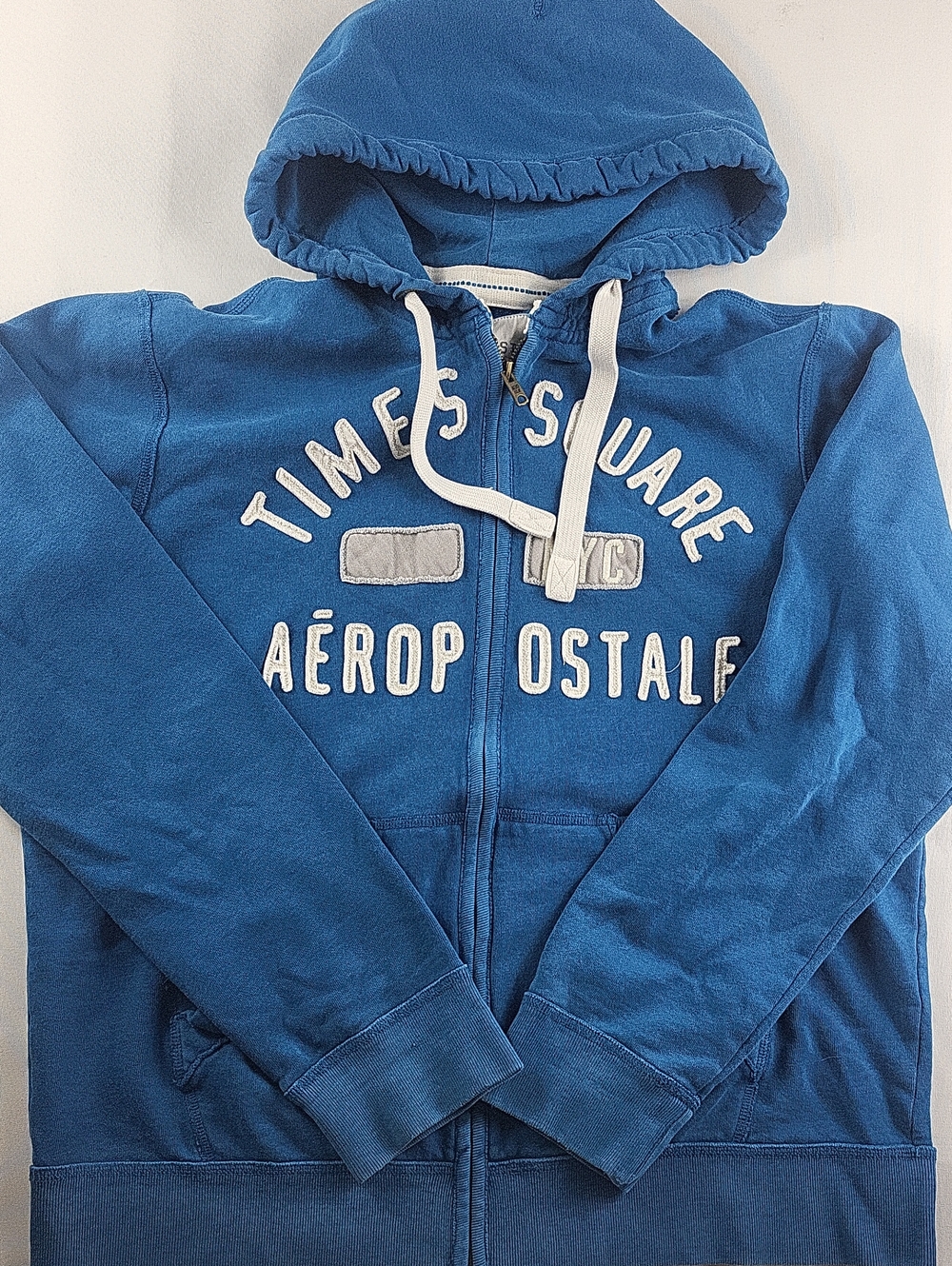 Y2K Aeropostale Logo Distressed Blur Zip Up Hoodie Size Large